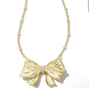 Kendra Scott x LoveShackFancy Bow Necklace 14k Gold Crystal Adjustable NWT